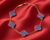 3287 Bransoletka elegancka złota 18+2cm pozłacana 14k cyrkonie koniczyna marokańska